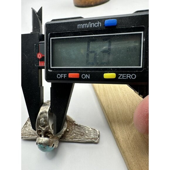 VTG Huge Brutalist Modernist Sterling Silver Turquoise Ring Signed DW Size 8.5 - Picture 11 of 14